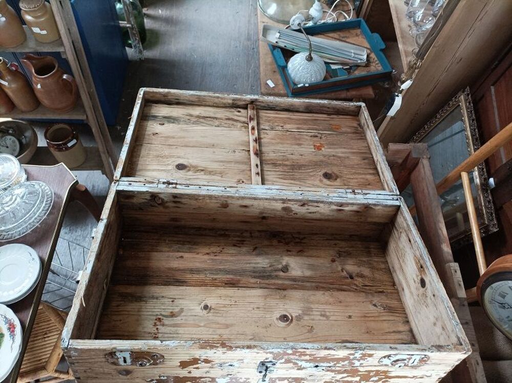 Valise boite bois massif patin&eacute; malle Rangement dp 0523032 Décoration