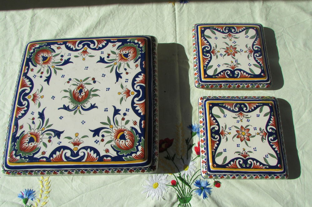 Dessous de plat et de bouteille en faience Desvres Décoration