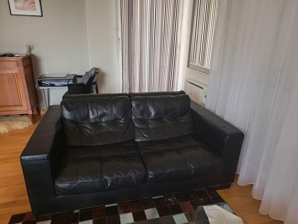 Canap&eacute; cuir noir Roche Bobois Meubles