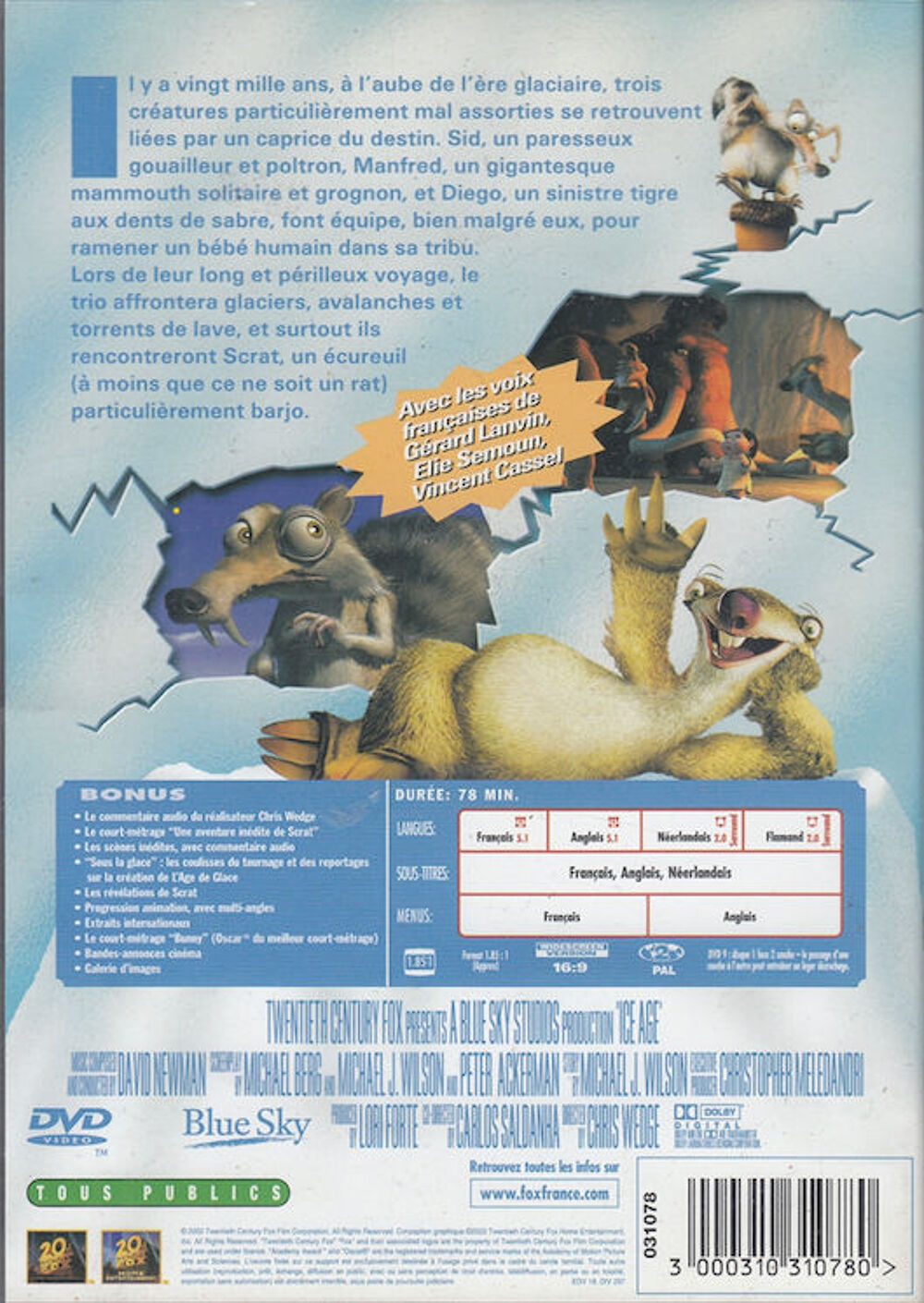 DVD L'Age De Glace DVD et blu-ray