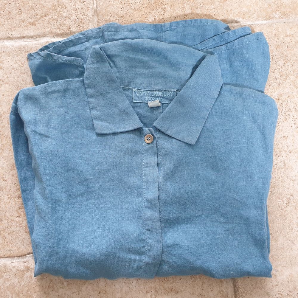 Chemise / Blouse bleue Lin Manches &frac34; Lin'n Laundry T 42 Vêtements