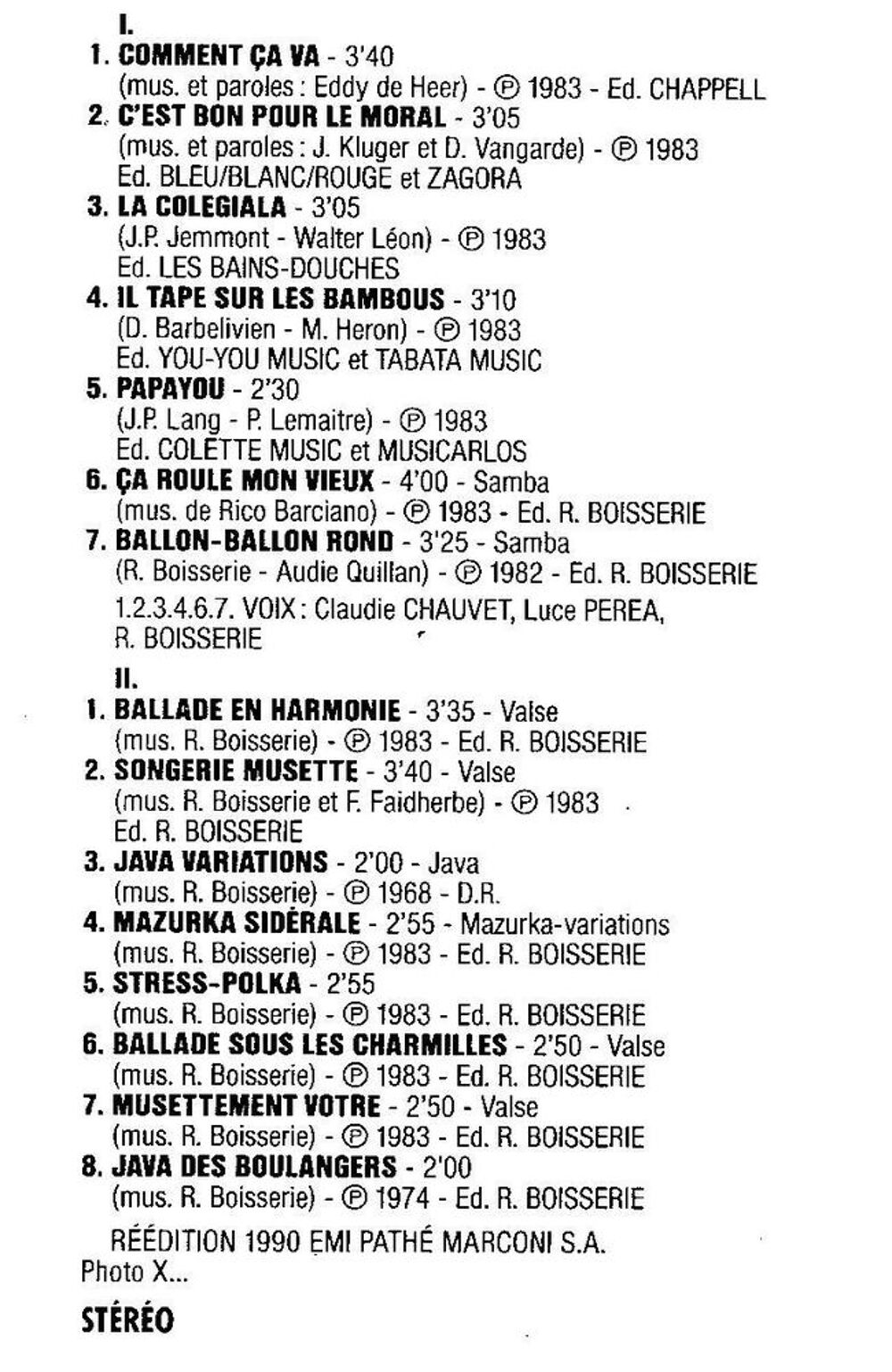 Cassette K7 audio Raymond Boisserie 'Les tops' CD et vinyles