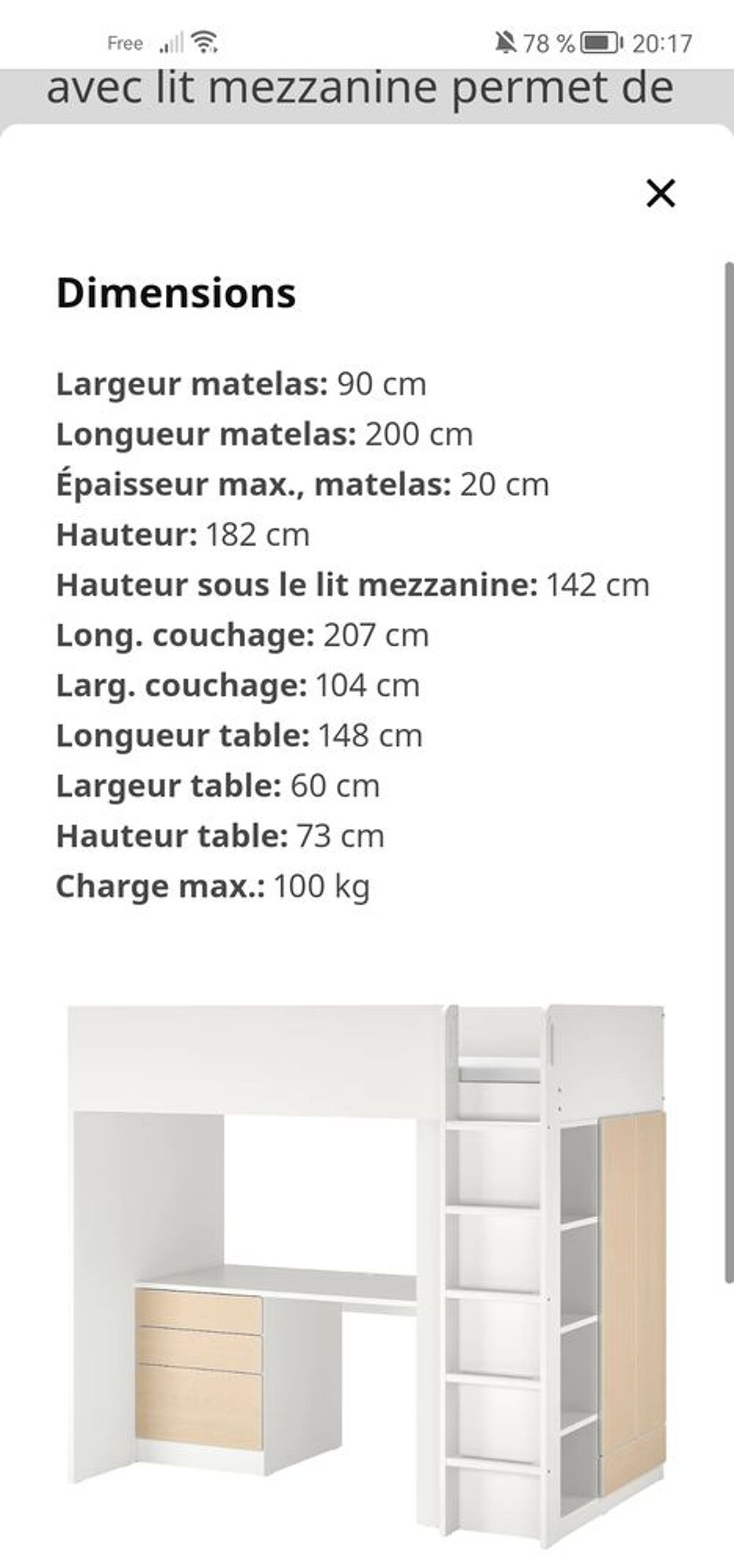 lit superpos&eacute; blanc et bleu &eacute;tat neuf avec rangement Mobilier enfants