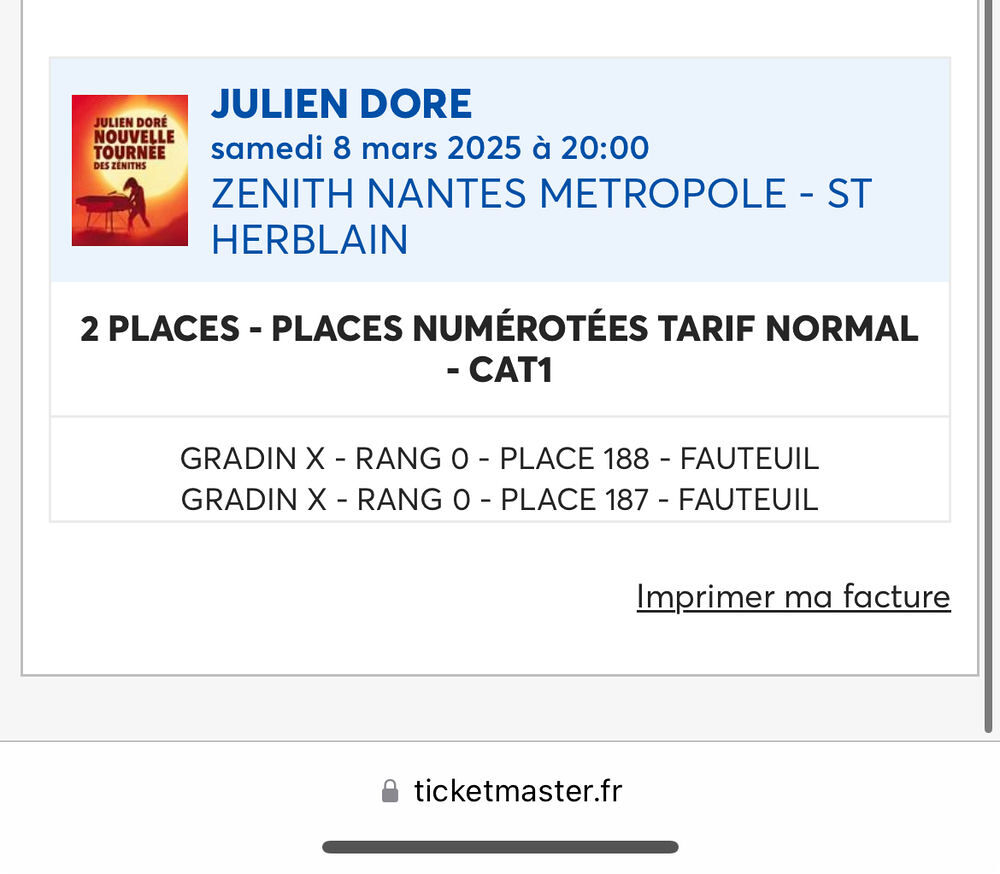 Concert Julien Dor&eacute; Billetterie