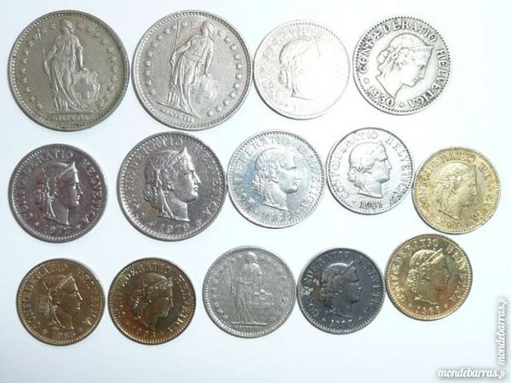 Lot de 14 pi&egrave;ces Suisse Helvetia 
