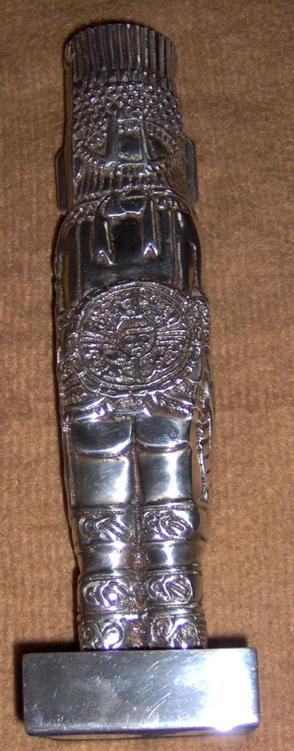 Statuette AZTEQUE ''Atlante de Tula'' en argent massif Décoration