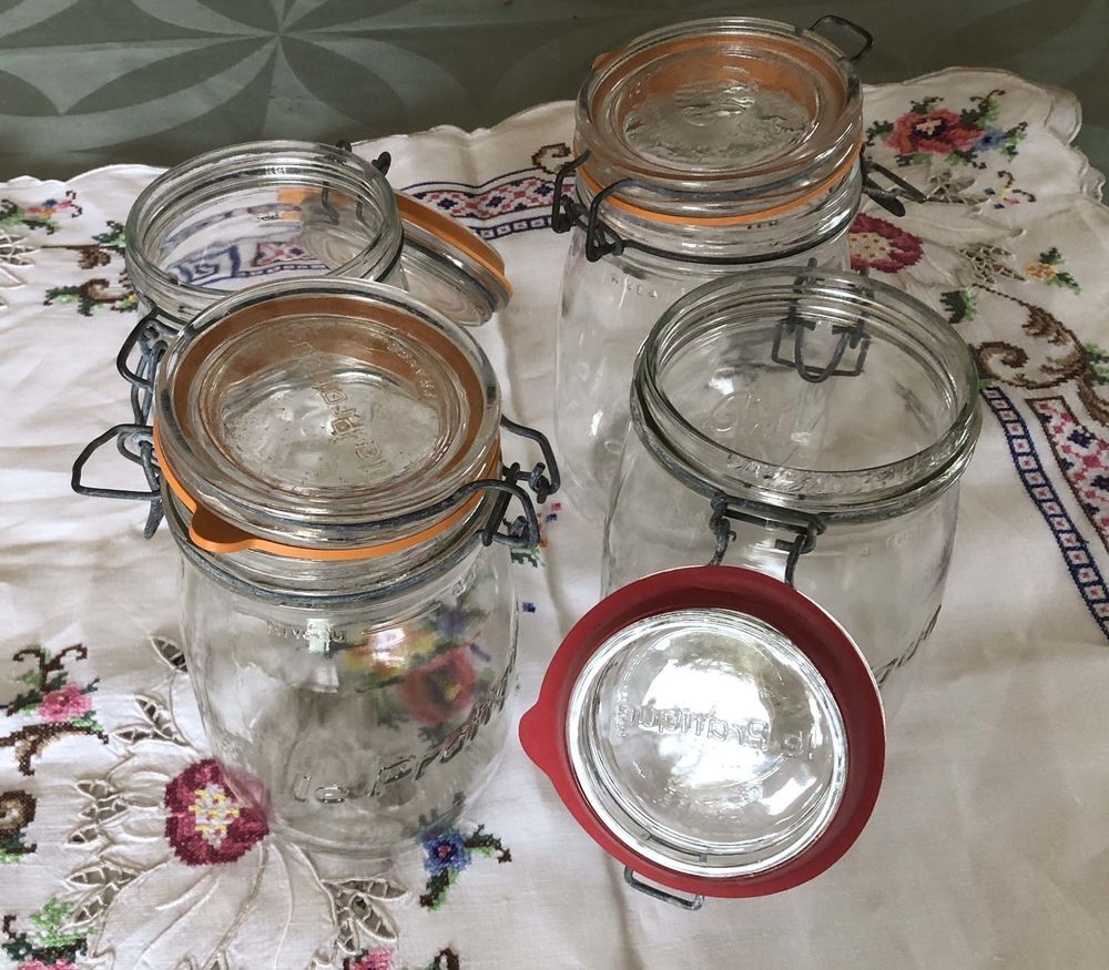 4 Bocaux Le Parfait 1 litre en verre &agrave; fermeture m&eacute;tallique Cuisine