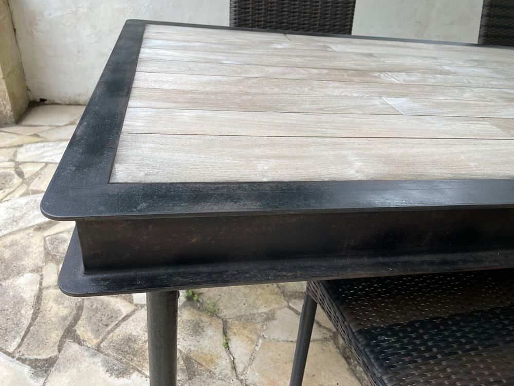 Table industrielle fonte, acier et teck Meubles