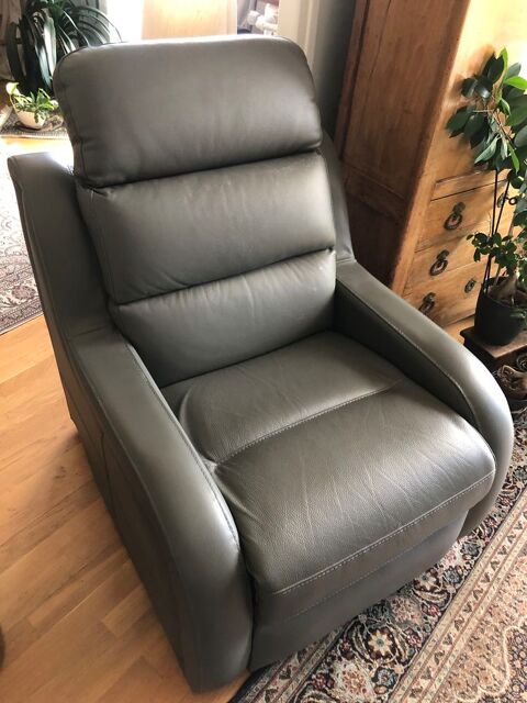 fauteuil en cuir gris  tr bon tat ayant peu serv 500 Saint-Maur-des-Fosss (94)