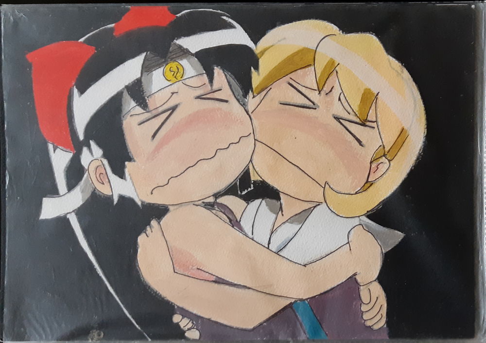 bl - peinture - La l&eacute;gende de Shinobu - sur papier aquarelle Décoration