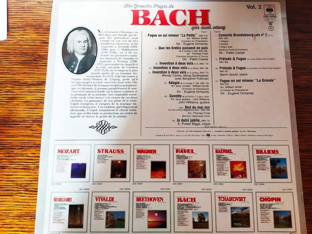 Disque 33 t vinyl Les Grandes Pages De Bach 2 CD et vinyles