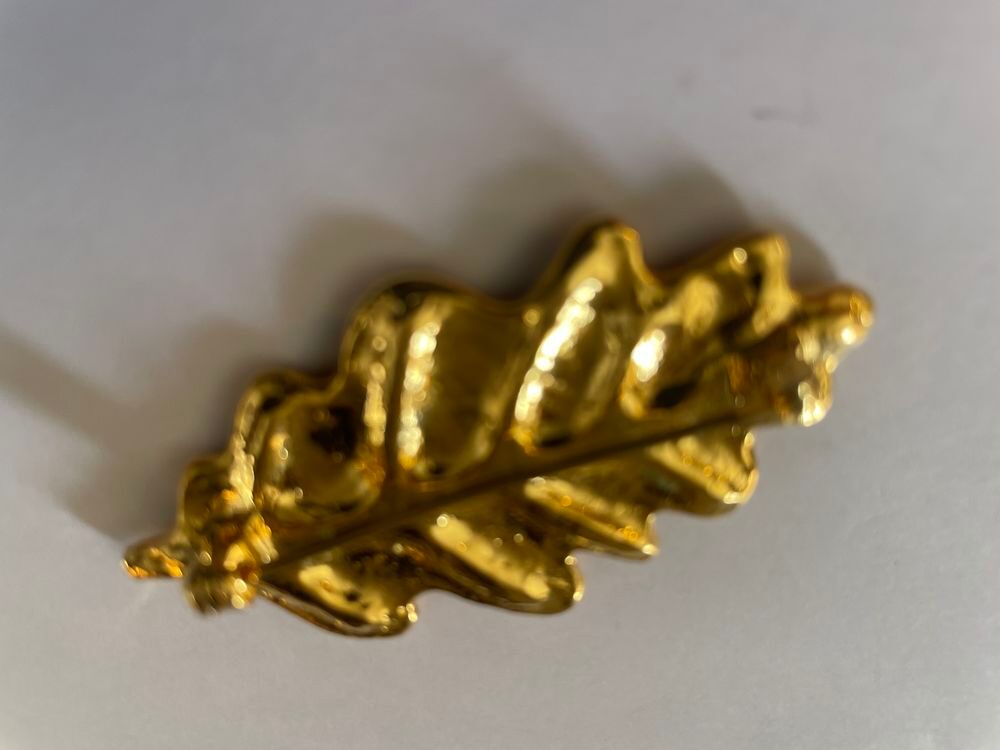 Broche dor&eacute; feuille de ch&ecirc;ne PM strass Ines De La Fressange Bijoux et montres