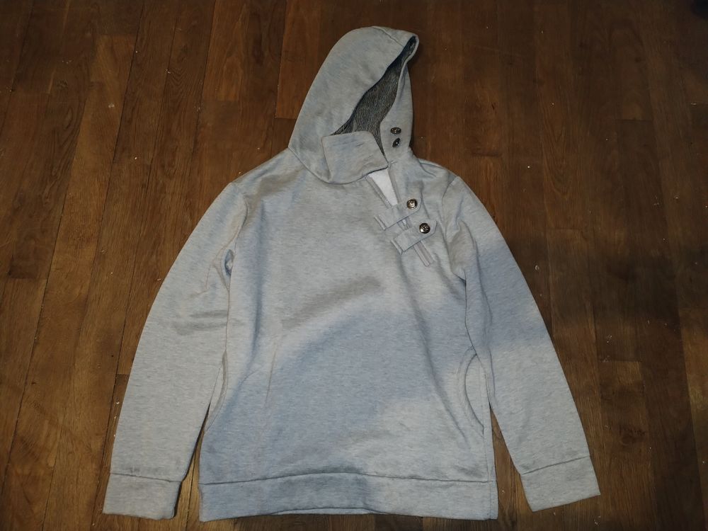 Sweat &agrave; capuche gris (Taille M) Vêtements