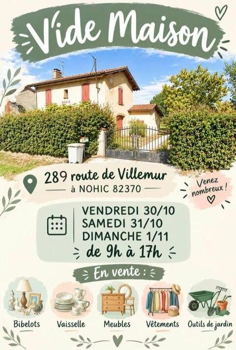 Vide-maison total 30,31 oct et 1er novembre Nohic (82)