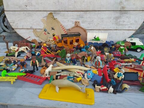 Lot Playmobil Cow-Boy, Indiens, Animaux, Accessoires 80 Loches (37)