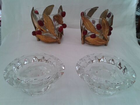 ensemble de 4 portes bougies m�tal dor� et en verre neufs 30 Dijon (21)