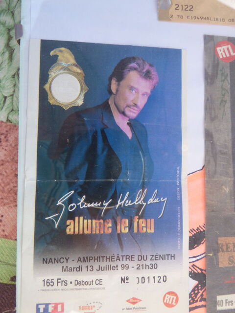 Ancien billets concert johnny hallyday 60 Saint-Étienne-lès-Remiremont (88)