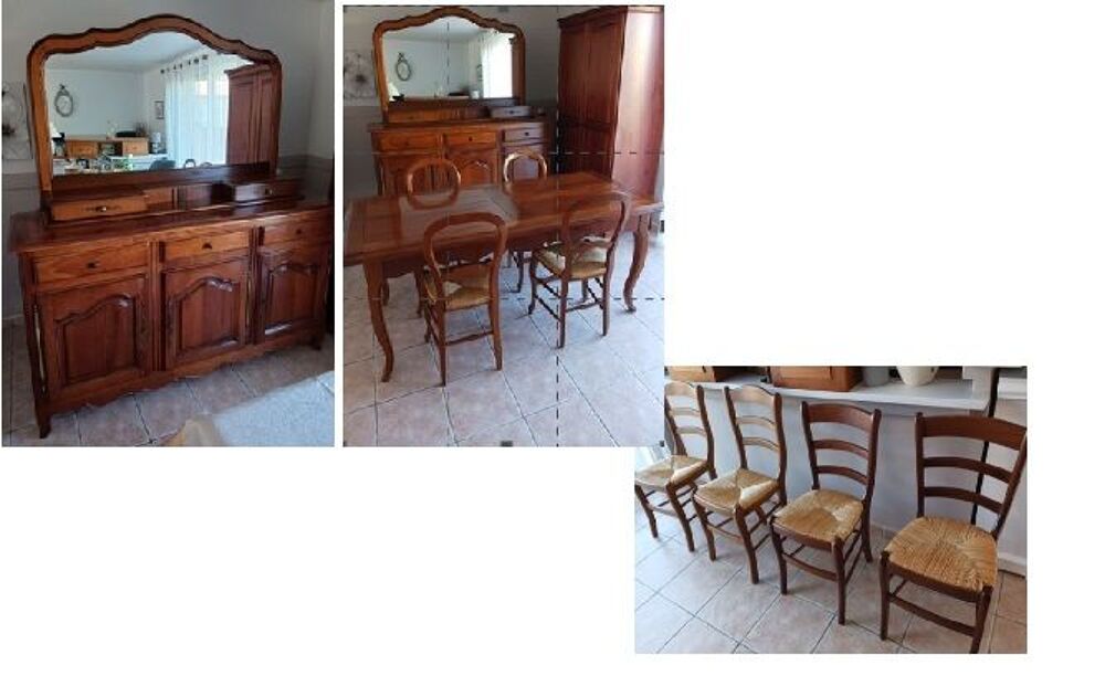 Salle a manger compl&egrave;te Louis XV merisier massif Meubles