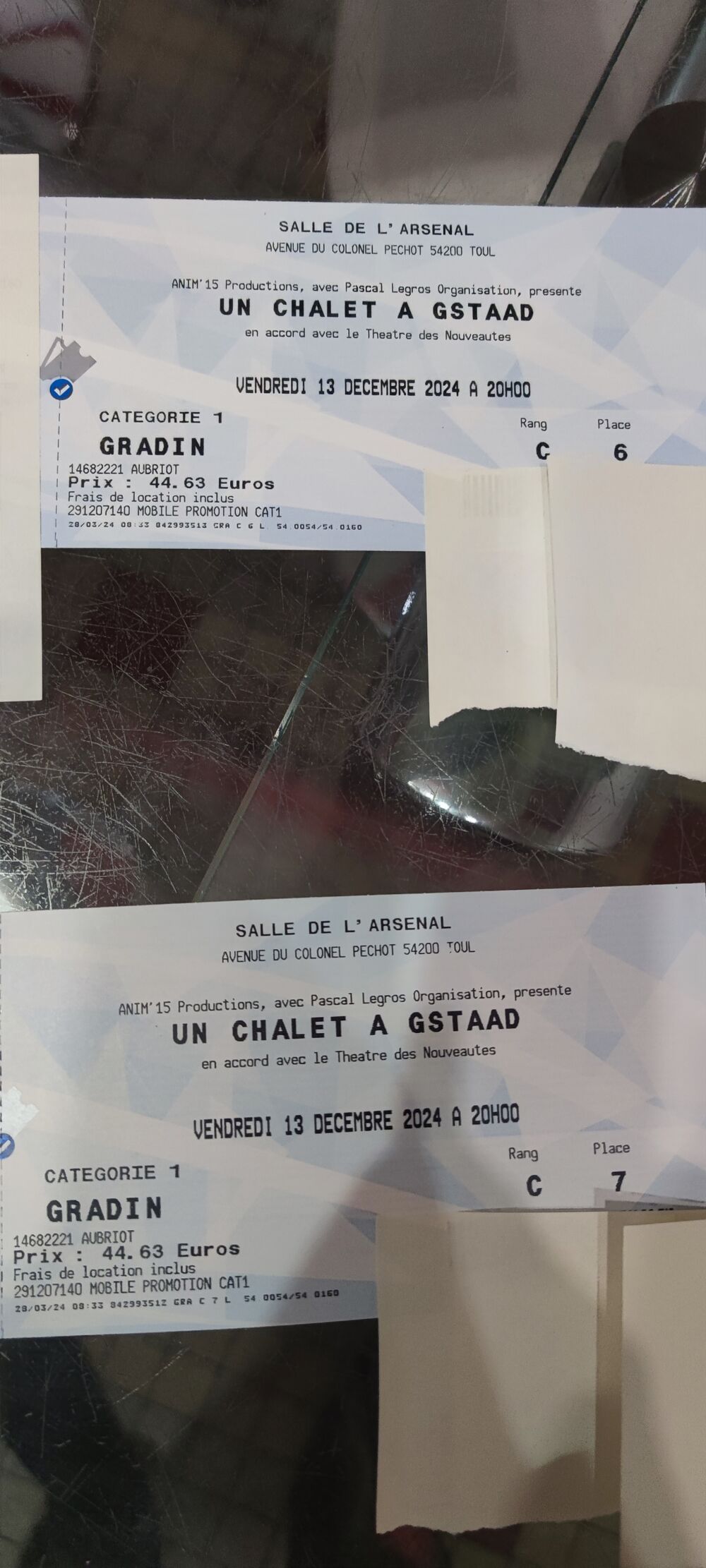 2 Places th&eacute;&acirc;tre &agrave; Toul-Un chalet &agrave; Gstaad Billetterie