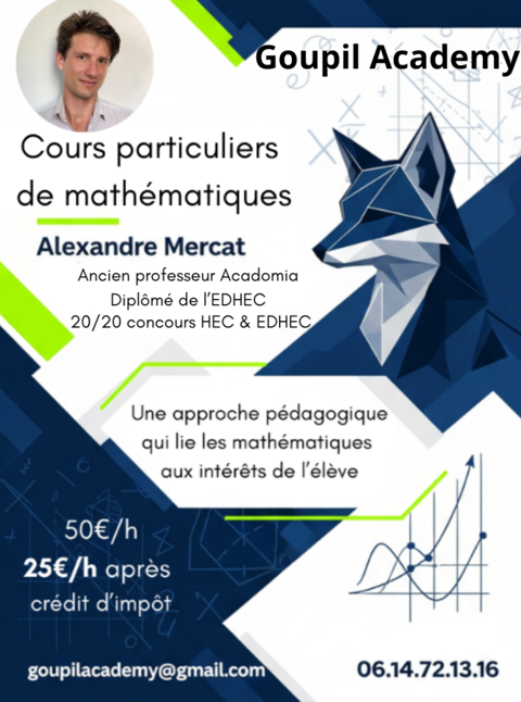Cours de mathématiques Prof Acadomia, 20/20 au concours HEC 0 13100 Aix-en-provence