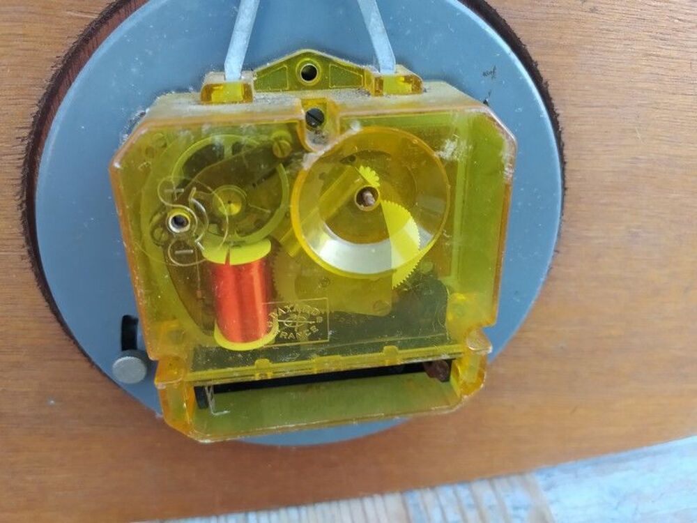 Pendule Murale Bayard Formica Style Bois Vintage 