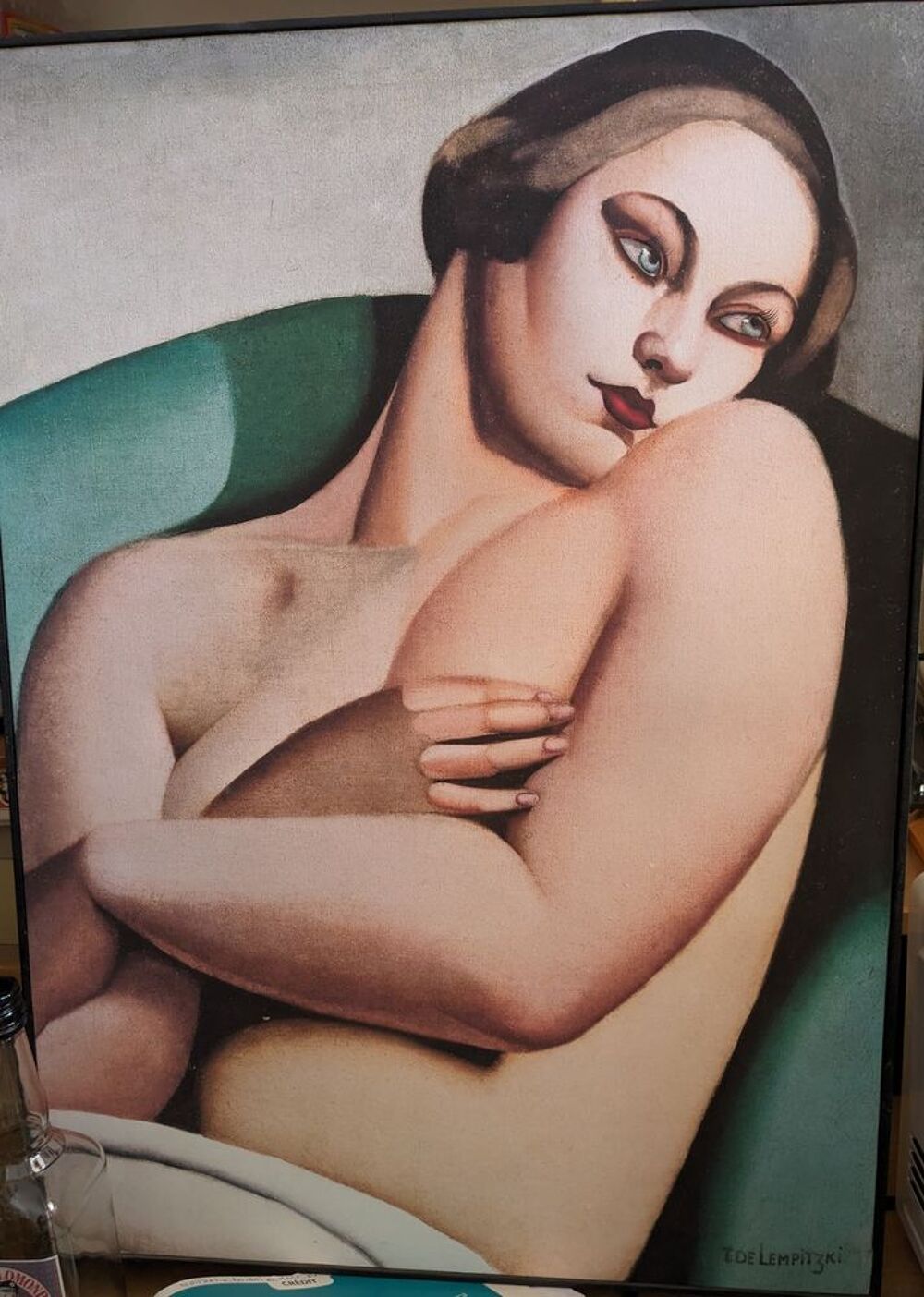 TABLEAU REPRODUCTION TAMARA DE LEMPICKA toile mont&eacute;e sur ch&acirc; Décoration