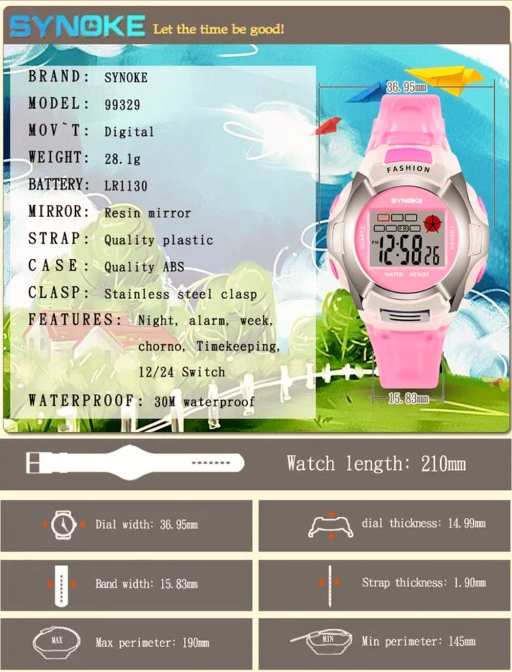 NEUF. Montre enfant. Alarme, date, Led. Fille ou gar&ccedil;on. Bijoux et montres