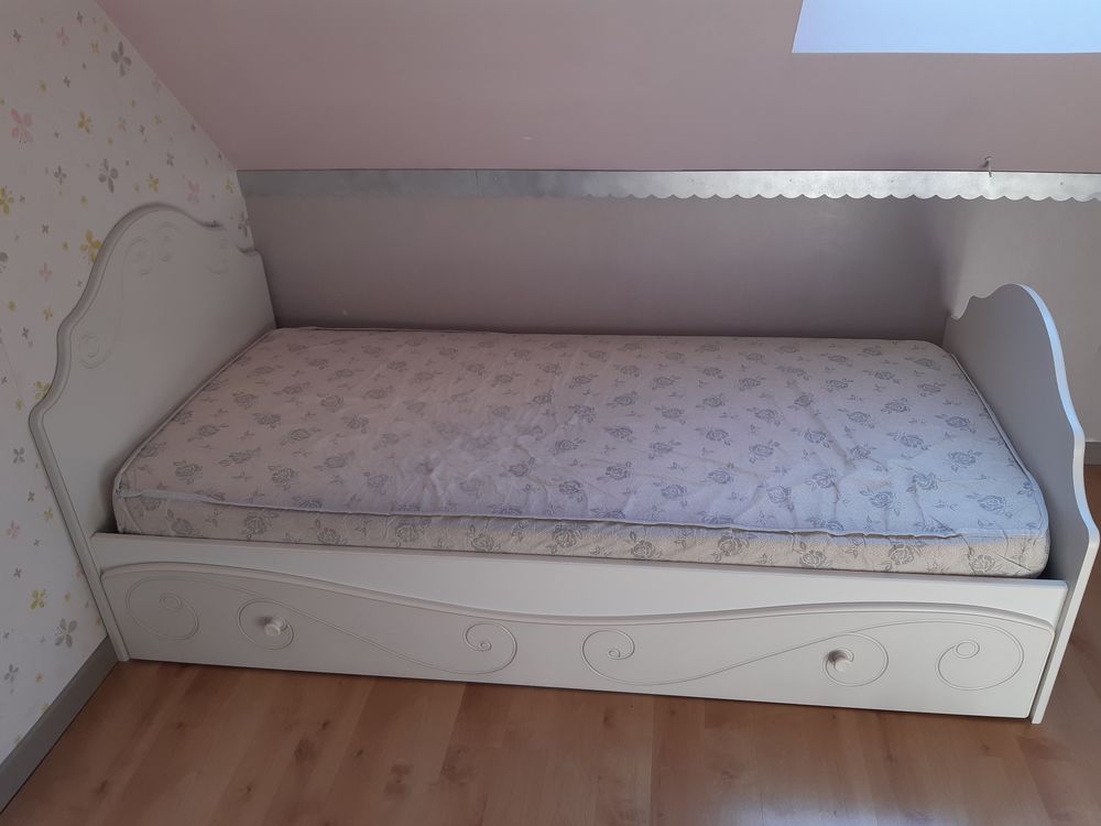 Lit 1 personne + Sommier + Matelas + Tiroir de lit Meubles