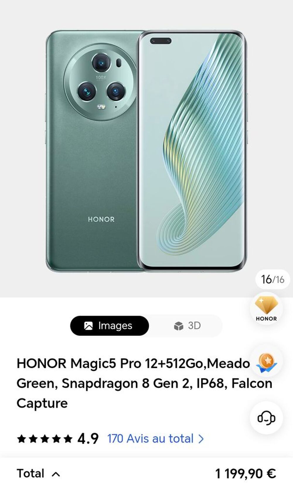 Smartphone Honor Magic 5 Pro Téléphones et tablettes
