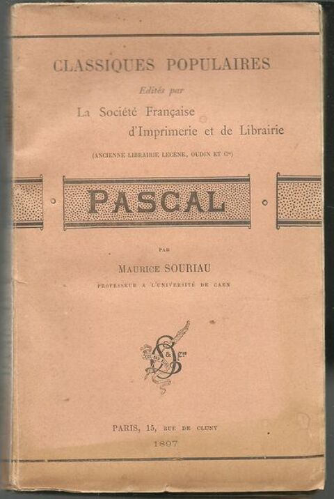 PASCAL par Maurice SOURIAU 1897  12 Montauban (82)