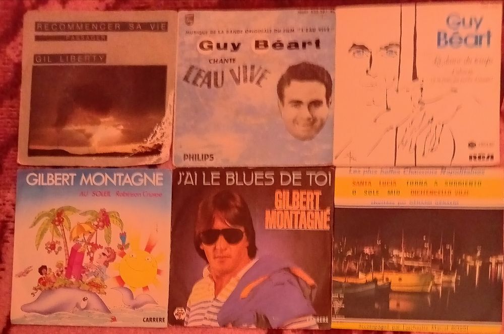 LOT DE 52X DISQUES VYNIL 45 TOURS FRANCAIS G1 CD et vinyles
