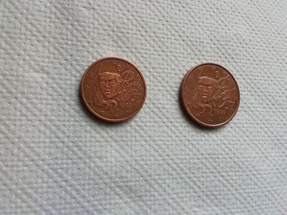 Pi&egrave;ces 2 et 5 centimes 1999 