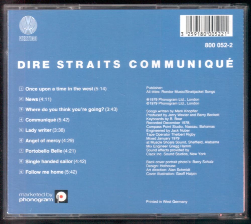 Album CD : Dire Straits - Communiqu&eacute;. CD et vinyles