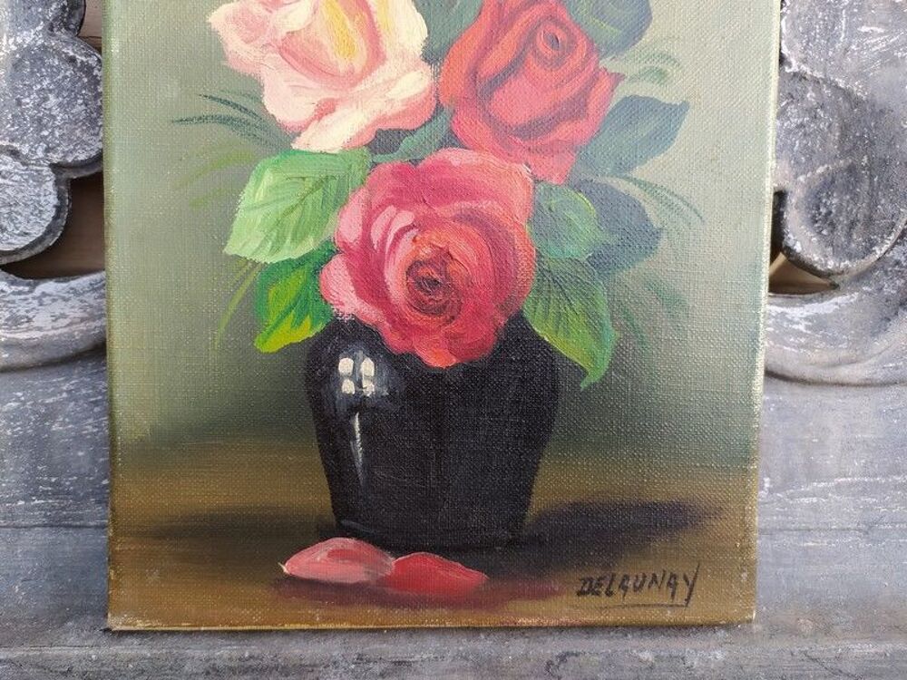 Tableau Bouquet de Roses Sign&eacute; Delaunay 