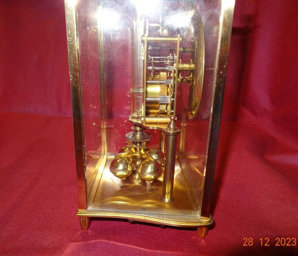 KUNDO PENDULE M&Eacute;CANIQUE ANN&Eacute;ES 50 ART D&Eacute;CO CAGE VERRE LAITON Décoration
