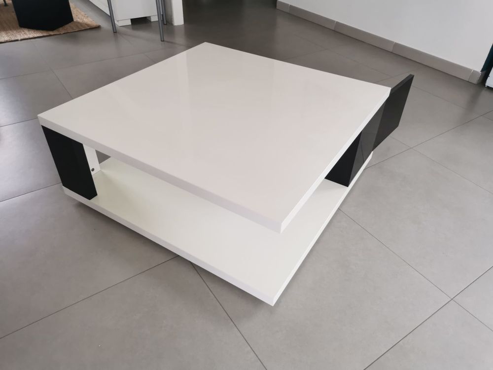 Table basse laqu&eacute; blanc Meubles