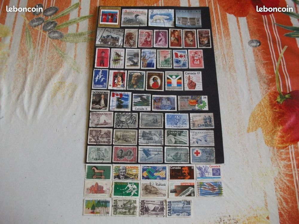 Lot de 204 timbres diff&eacute;rents, oblit&eacute;r&eacute;s du Canada.
