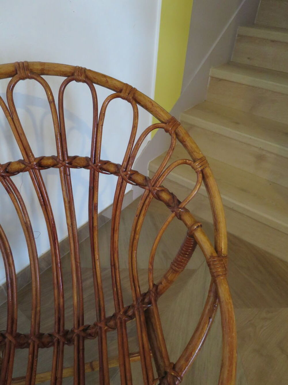 Vintage - Lot de 2 fauteuils en rotin-style boh&egrave;me -ann&eacute;es80 Meubles