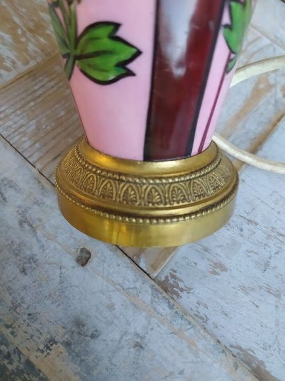 Lampe C&eacute;ramique Style Charles Catteau Boch Monture Bronze Décoration