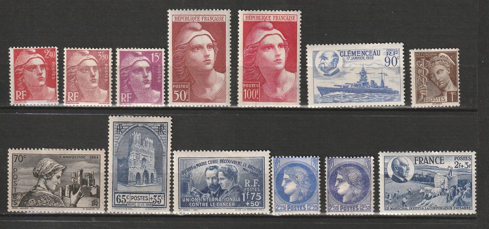 Timbres Neufs Charni&egrave;re transparentes Ann&eacute;es 1941-42-43 