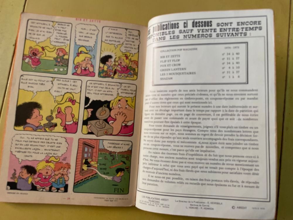 BIB ET ZETTE Recueil N&deg;38 1975 POP Magazine AREDIT Livres et BD