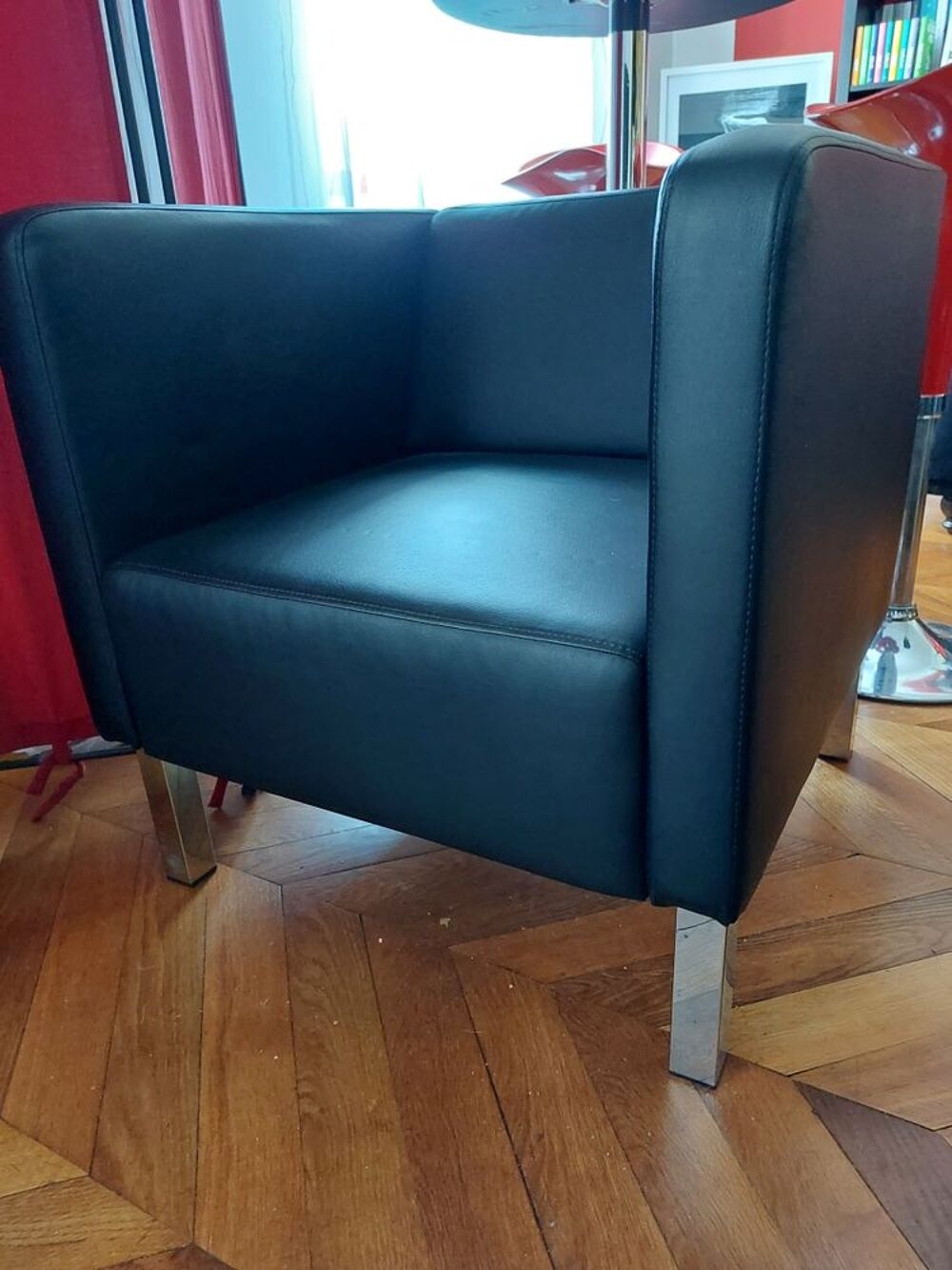 fauteuil noir en simili cuir Meubles