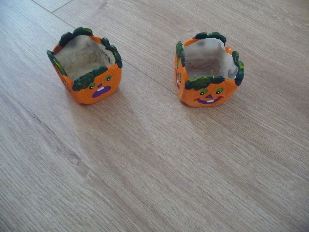 2 petites citrouilles photophores en c&eacute;ramique Décoration
