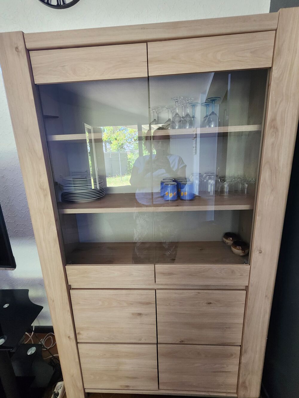 Vitrine en Bois Clair avec Portes en Verre Meubles