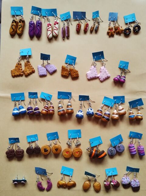 Boucles d'oreilles en pâte Fimo originales divers motifs 1 Villejuif (94)