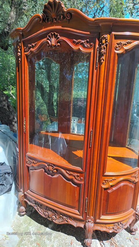 Vitrine bois sculpt� portes vitr�es 120 Contes (06)