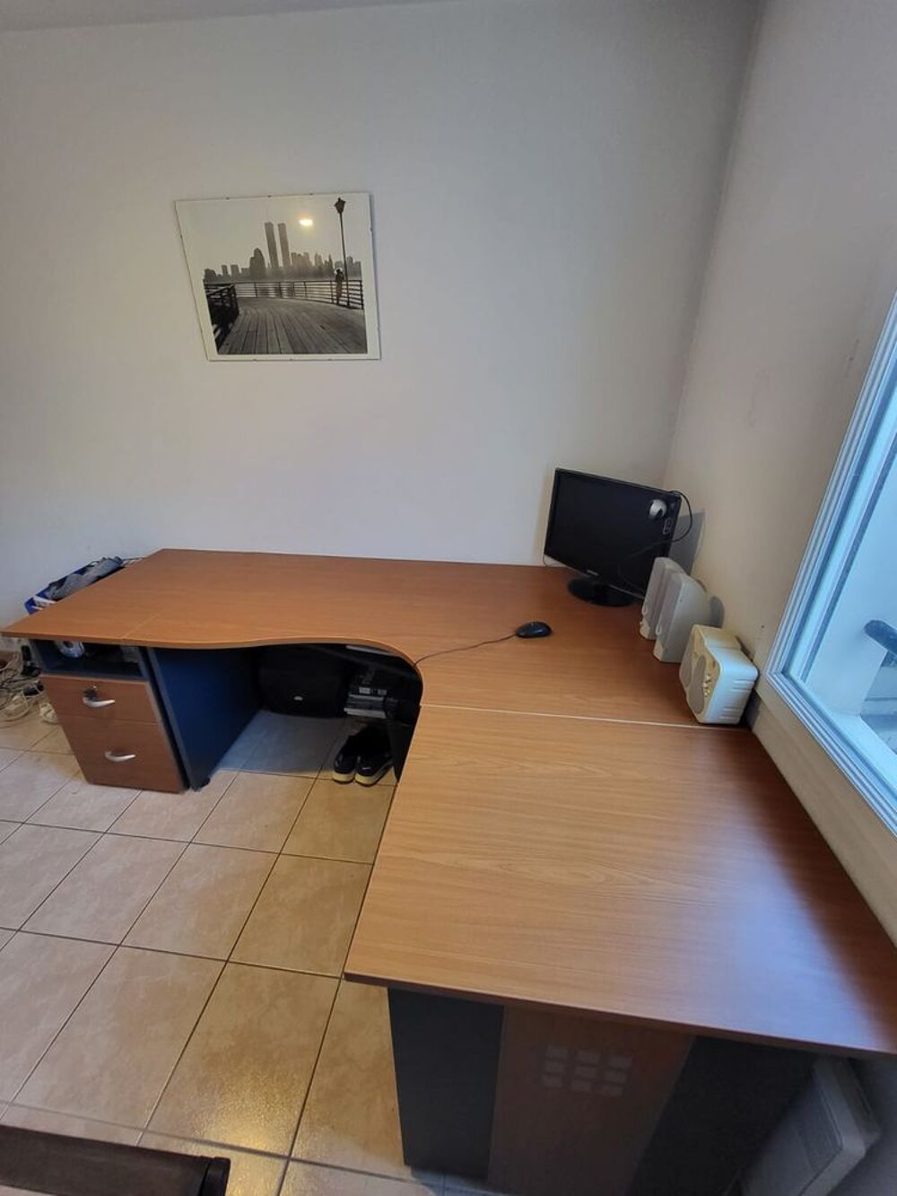 Bureau de Direction d'angle en bois avec rangements Meubles
