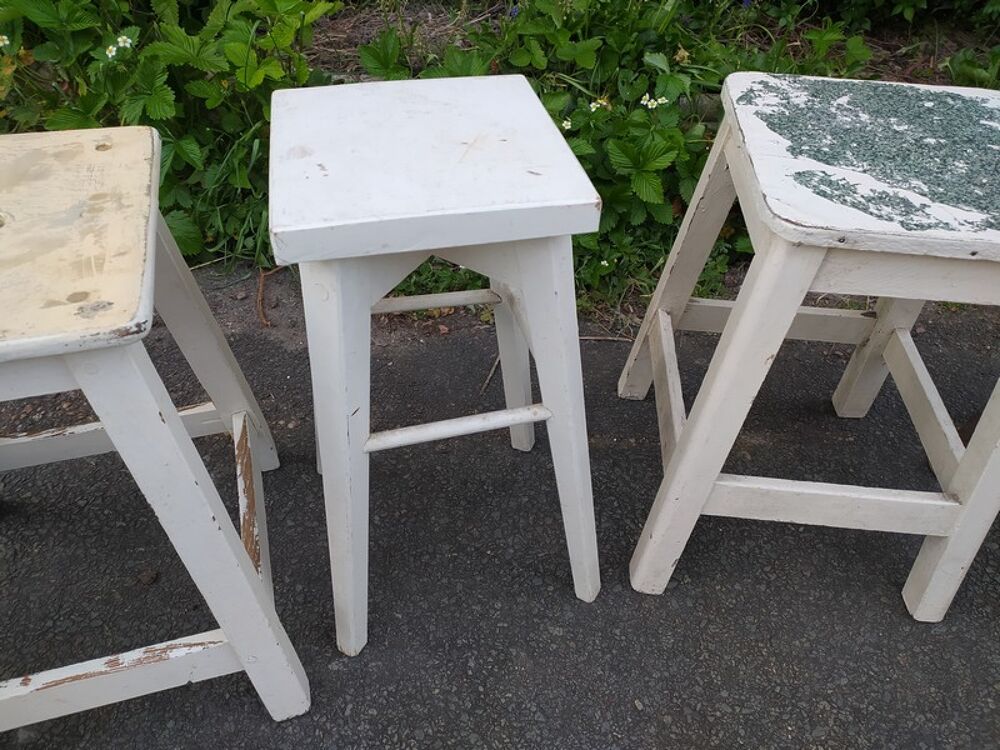 Anciens Tabourets Bois Style Ferme Vintage Meubles