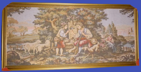 Tapisserie tiss�e murale cadre bois dor� 19 Rignac (12)