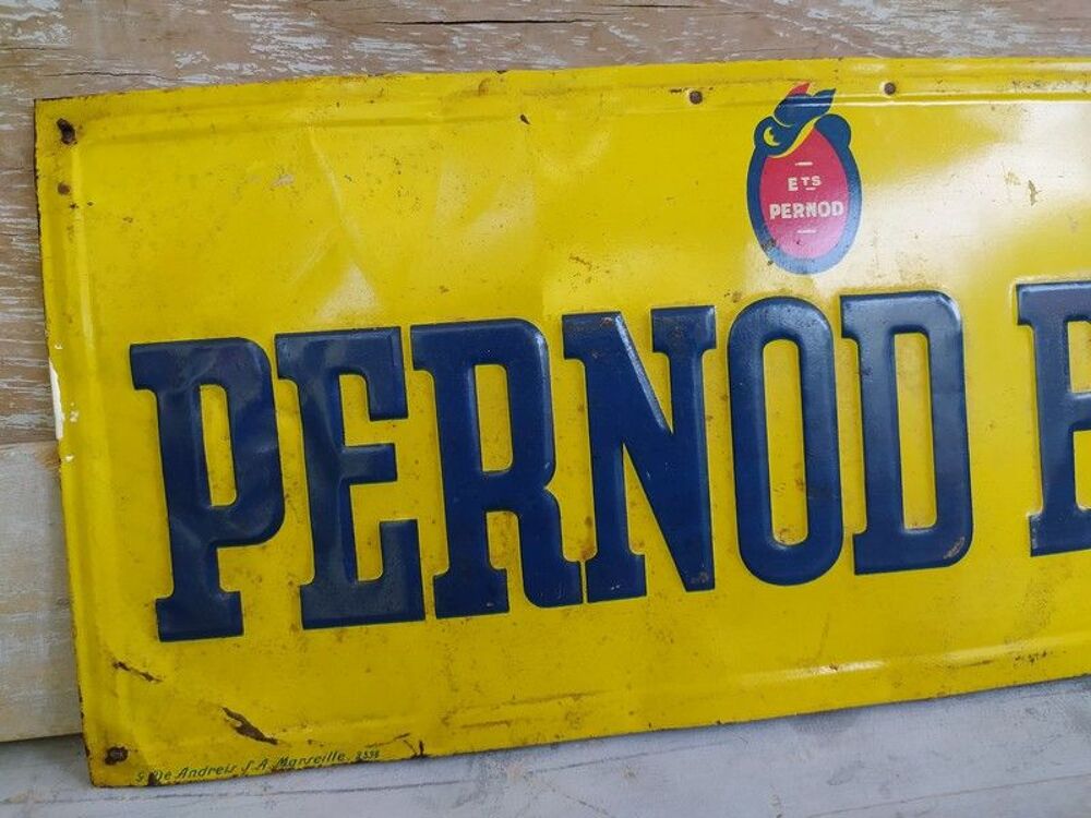 Ancienne Plaque T&ocirc;le Publicitaire Pernod Fils 
